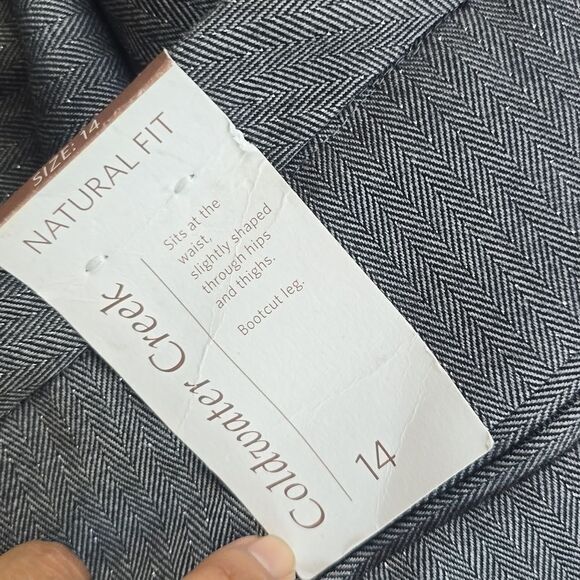 Coldwater Creek -1314 Natural Fit Bootcut Trousers Grey Herringbone Metallic 14 - Picture 4 of 8